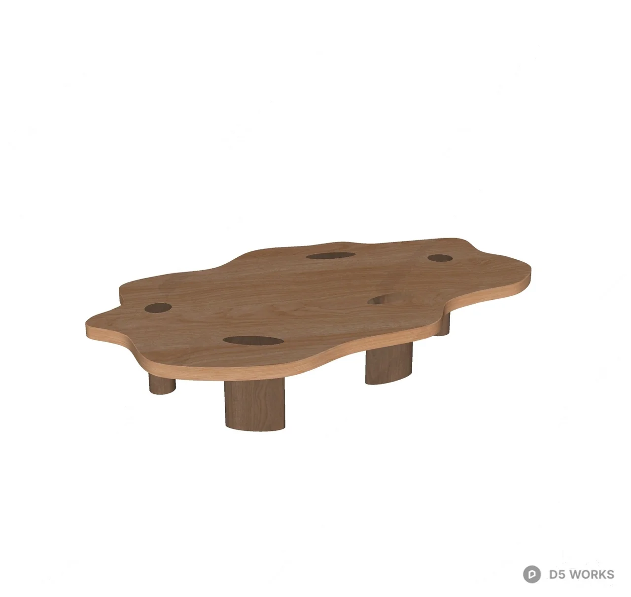 Organic Shape Wooden Coffee Table Set 3d model thumbnail 2