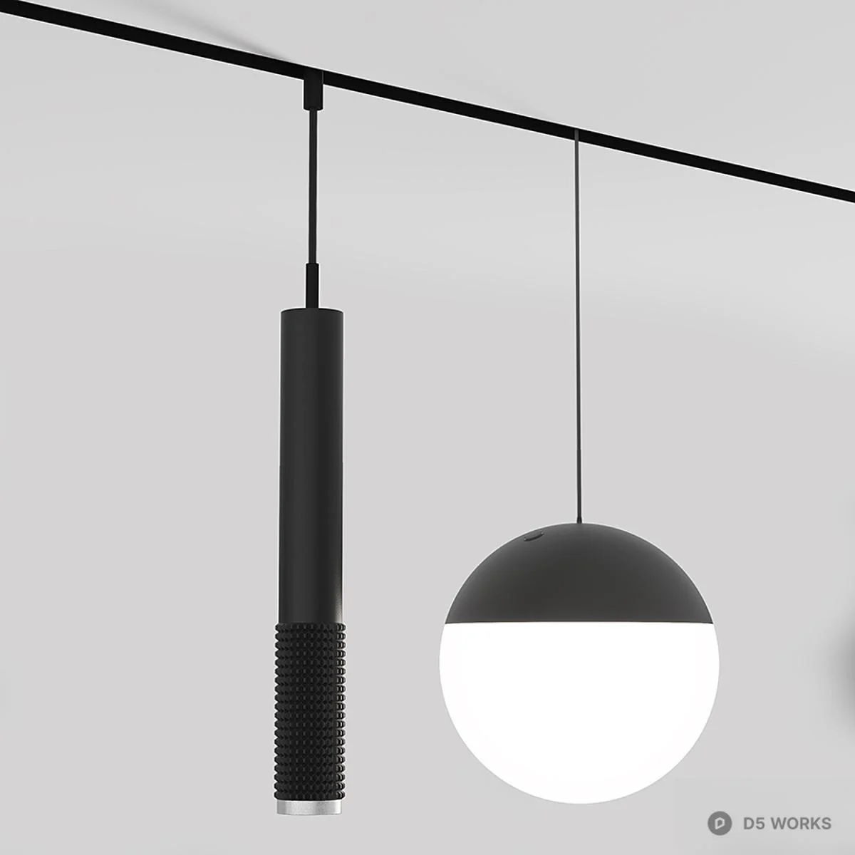 Linear Track Lighting With Adjustable Spotlights 3d model thumbnail 4