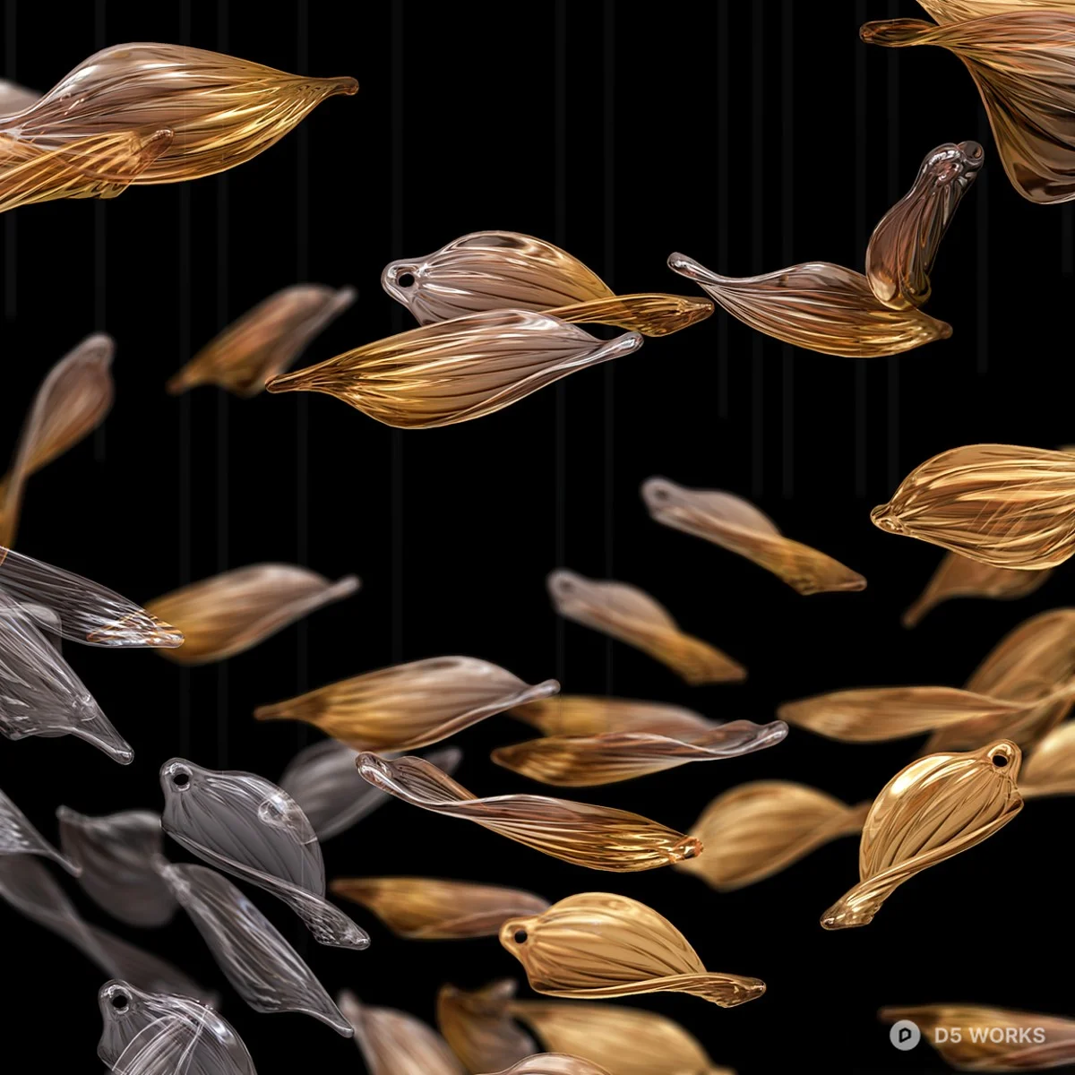 Leaf Shaped Pendant Light 3d model thumbnail 2
