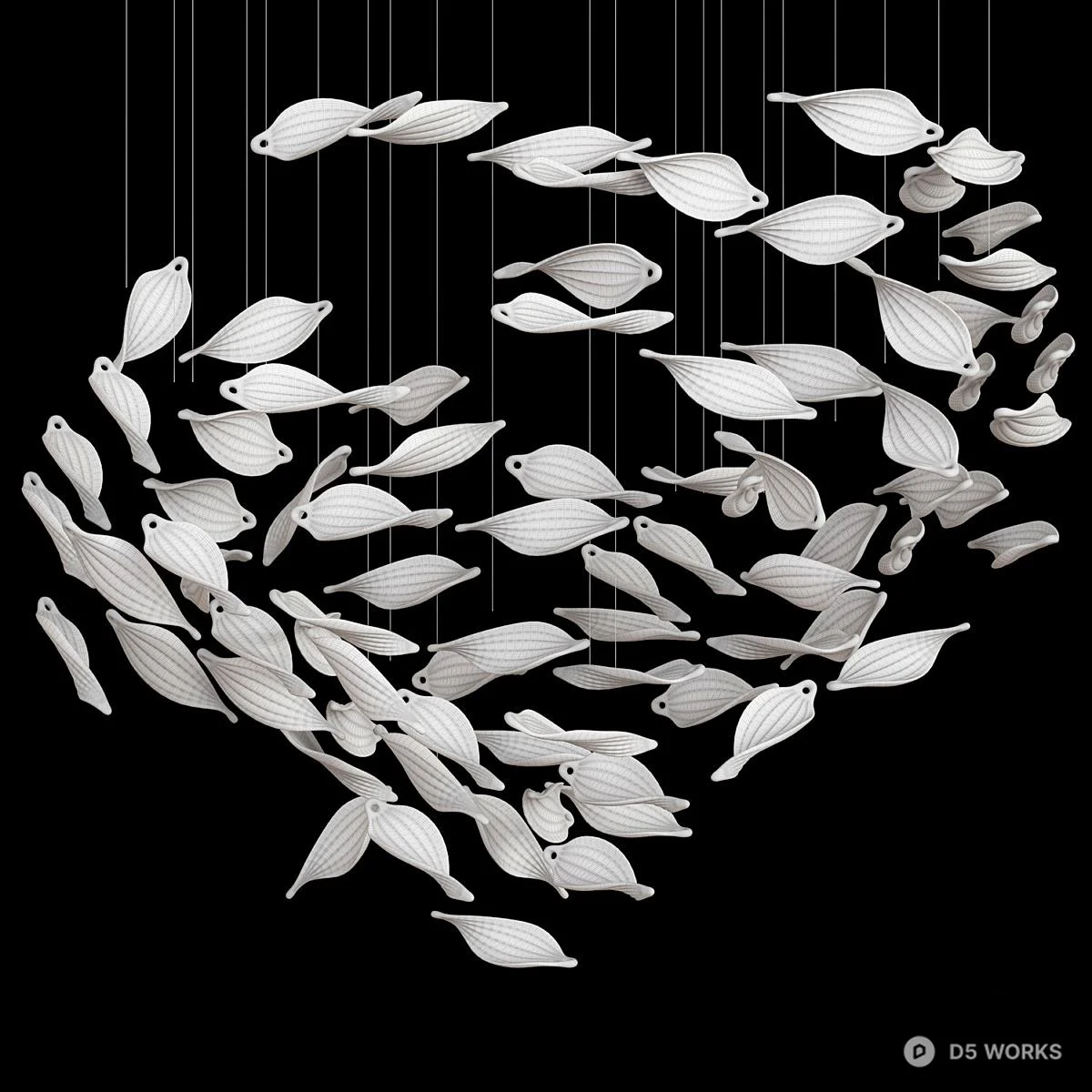 Leaf Shaped Pendant Light 3d model thumbnail 4