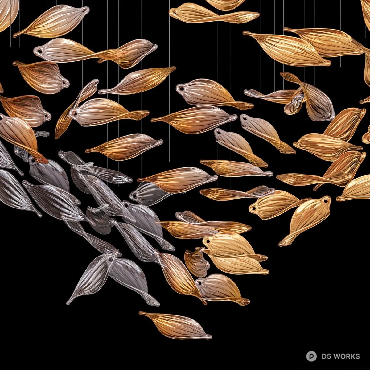 Leaf Shaped Pendant Light 3d model thumbnail 3