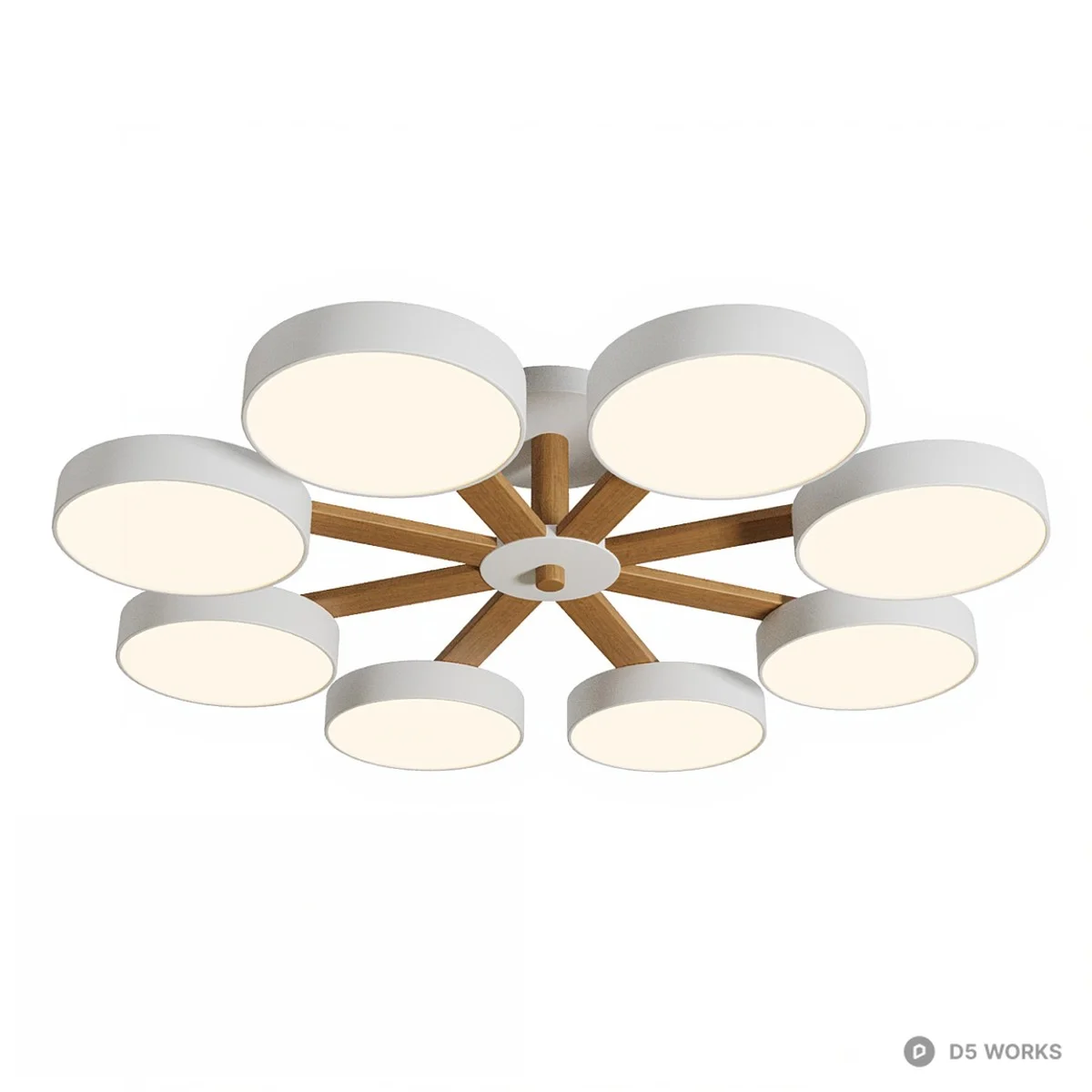 Modern Wooden Frame Ceiling Light 3d model - Image 1