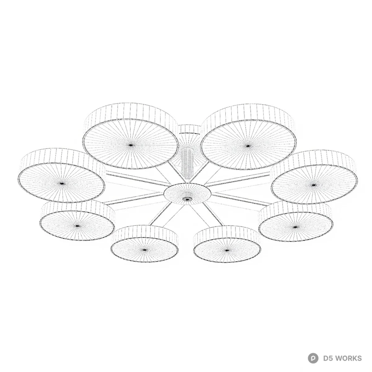 Modern Wooden Frame Ceiling Light 3d model thumbnail 2