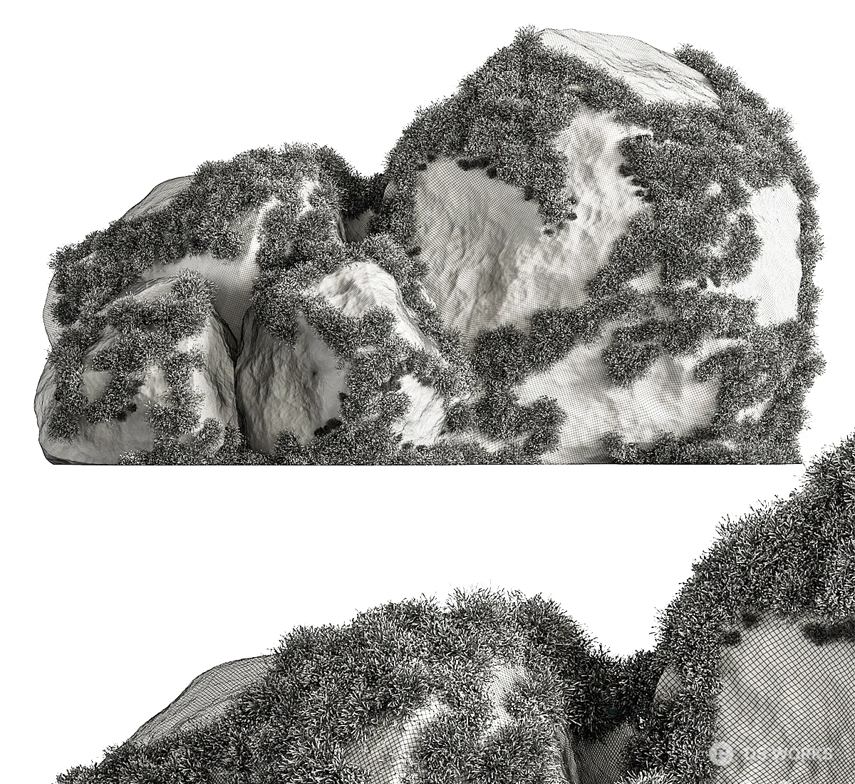 Moss Covered Rock 3d model thumbnail 2