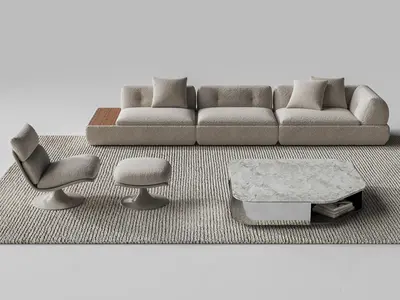 Modern Sofa & Side Table Set 3d model