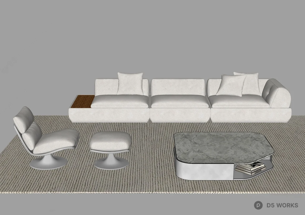 Modern Sofa & Side Table Set 3d model thumbnail 2