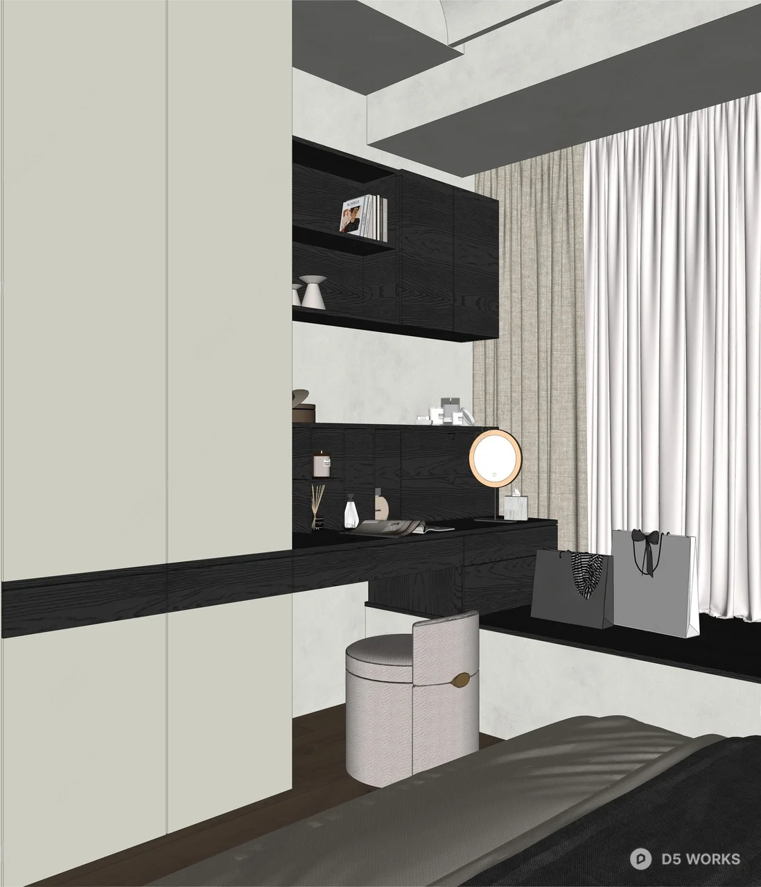 Minimalist Walk In Closet With Vanity 3d model thumbnail 2