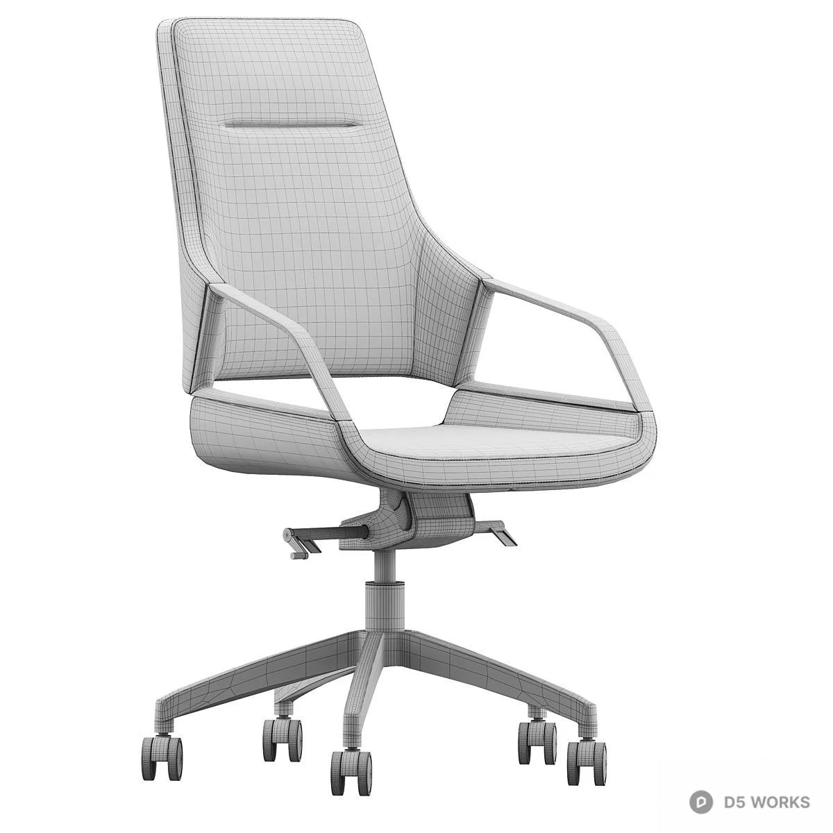 Modern Leather Office Chair With Chrome Armrests 3d model thumbnail 2