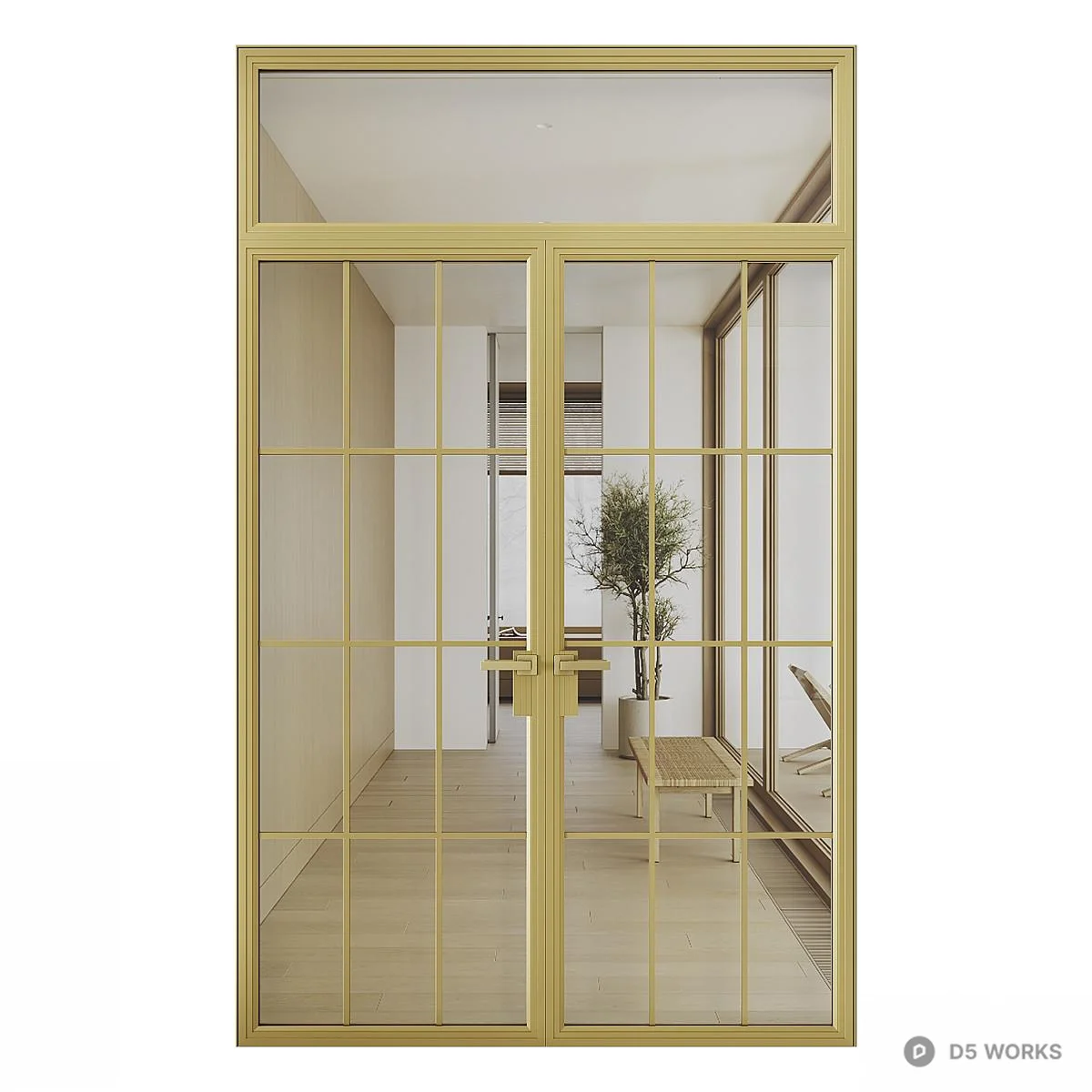 Black Grid Double Door 3d model thumbnail 2