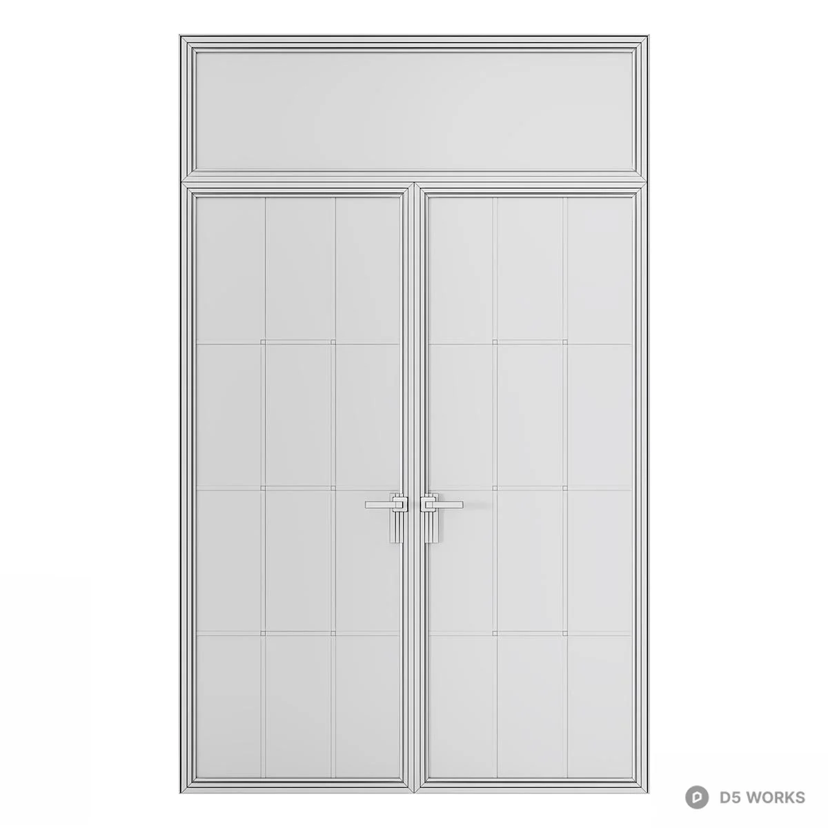 Black Grid Double Door 3d model thumbnail 3