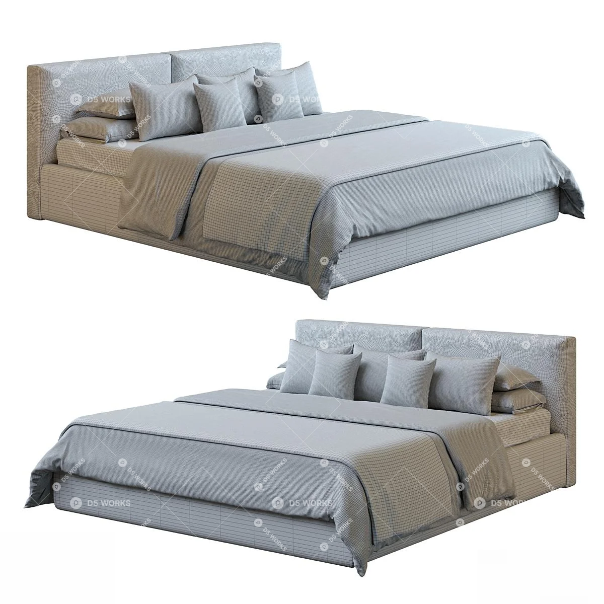 Modern Double Bed 3d model thumbnail 2