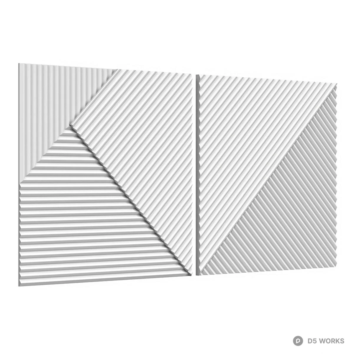 Geometric Stripe Wall Panel 3d model thumbnail 2