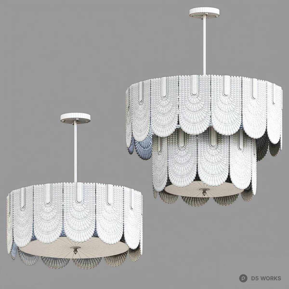 Crystal Glass And Gold Chandelier 3d model thumbnail 2