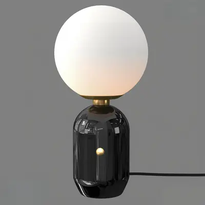 Frosted Glass Globe Table Lamp With Black Base 3d model