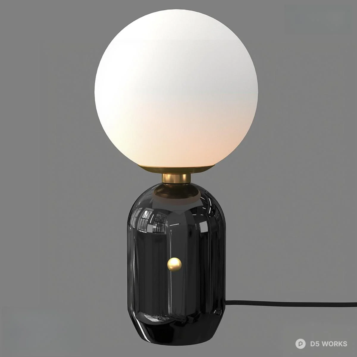 Frosted Glass Globe Table Lamp With Black Base 3d model - Image 1