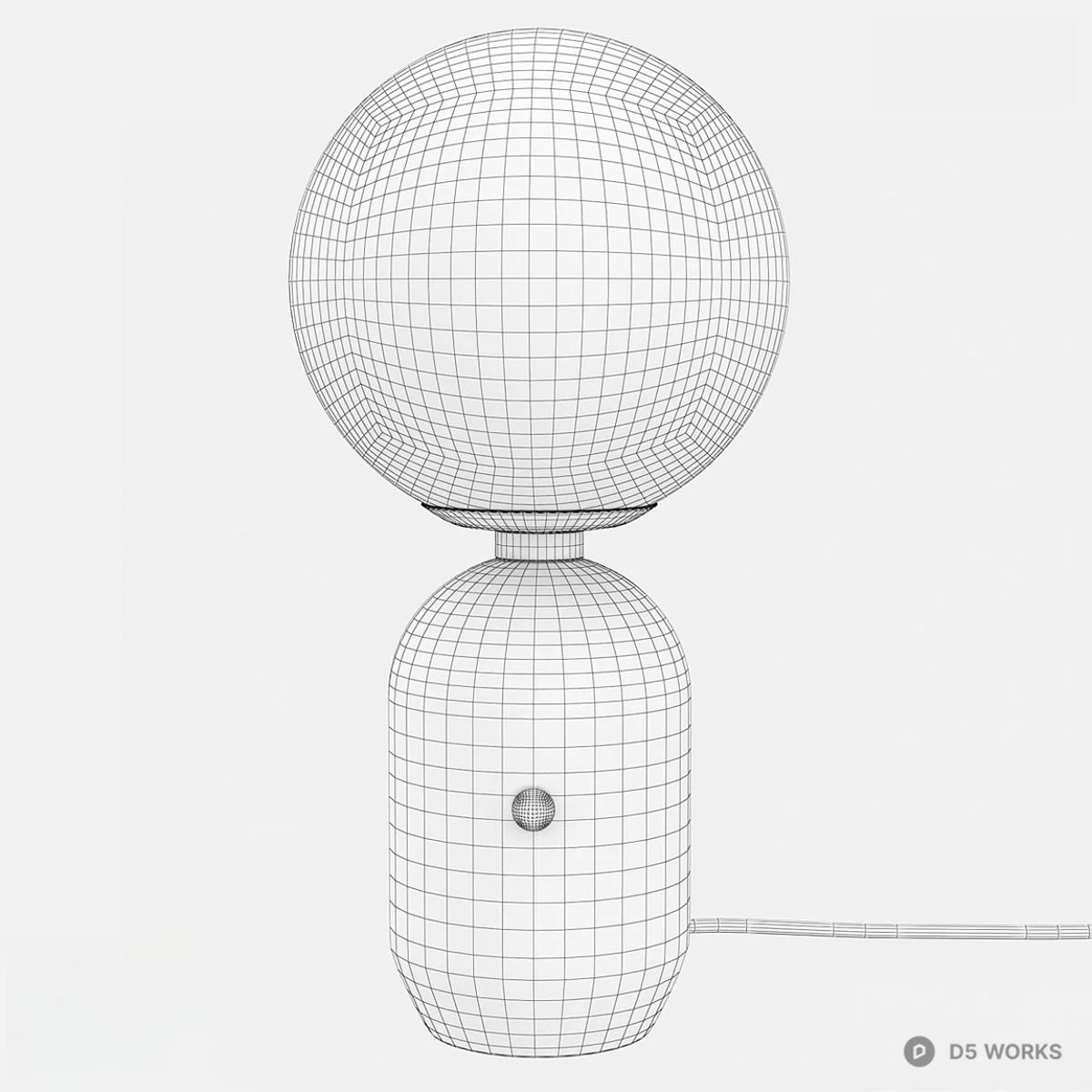 Frosted Glass Globe Table Lamp With Black Base 3d model thumbnail 2