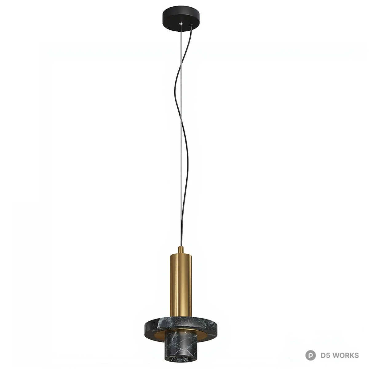 Marble And Brass Pendant Light 3d model thumbnail 2