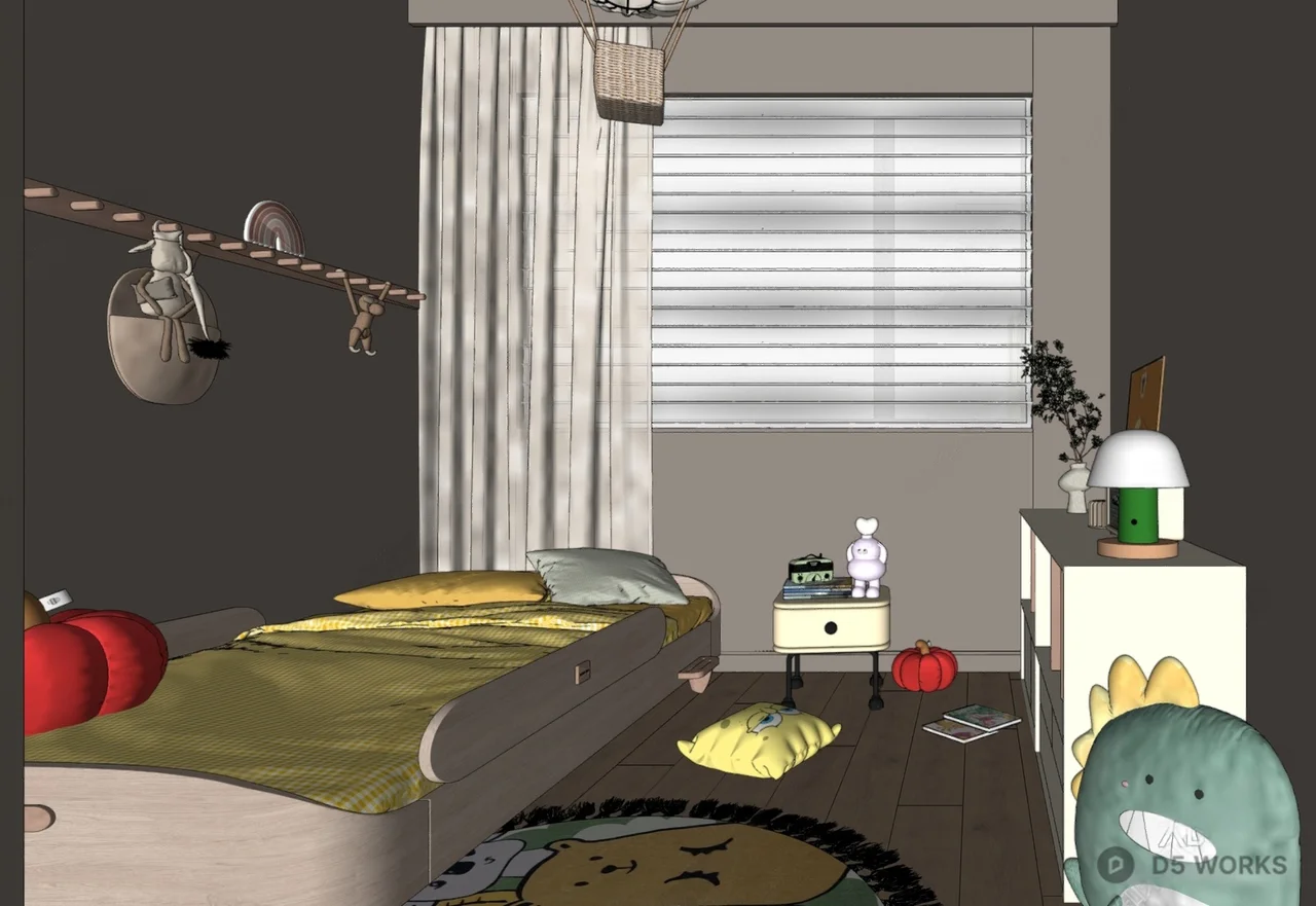 Scandinavian Style Children's Room With Playful Decor 3d model thumbnail 2