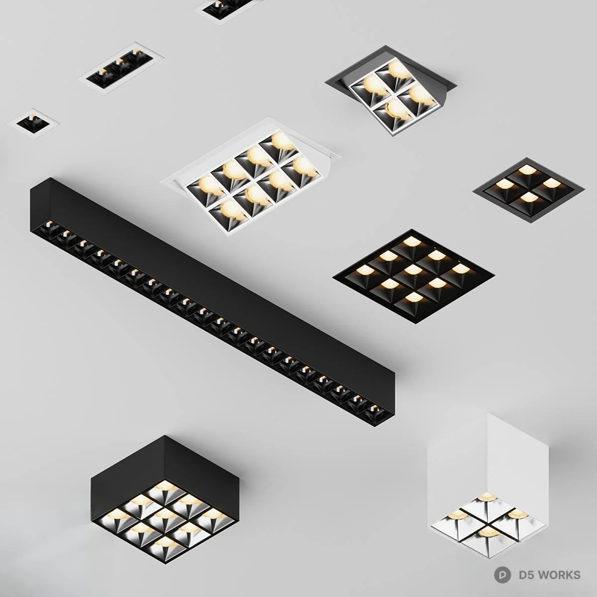 Grid Light Collection 3d model thumbnail 3
