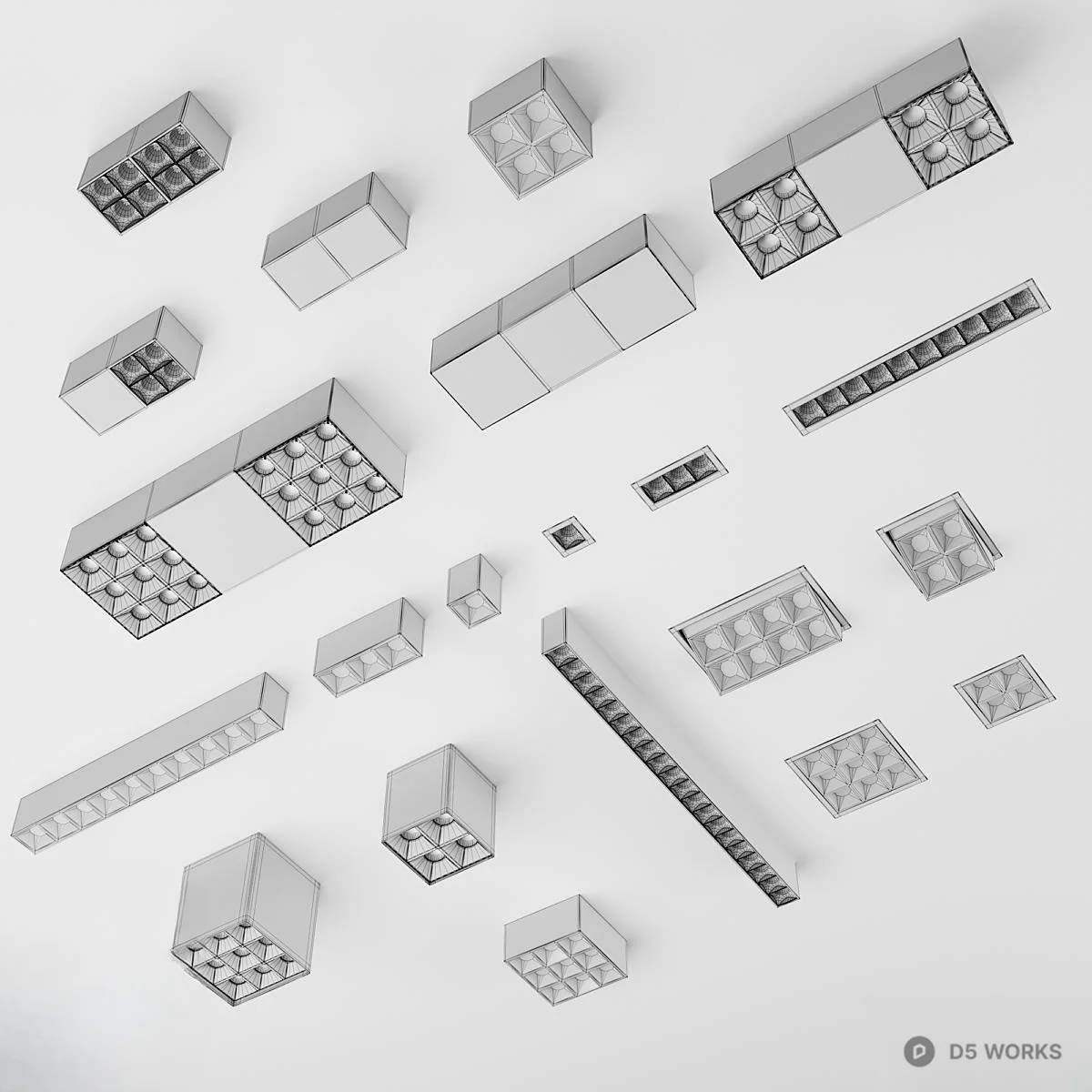 Grid Light Collection 3d model thumbnail 2