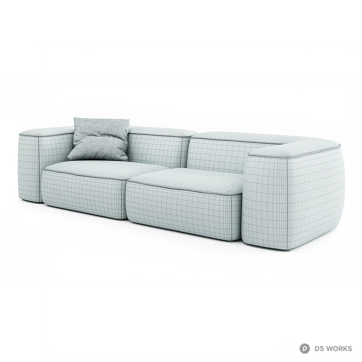 Modular Fabric Three Seater Sofa 3d model thumbnail 3