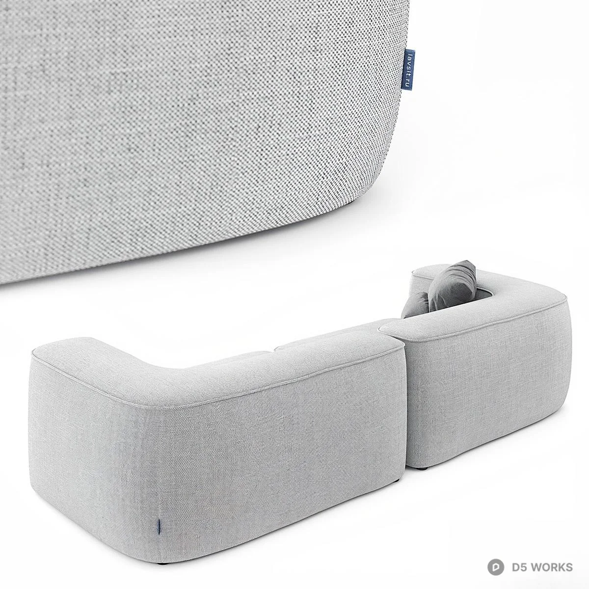 Modular Fabric Three Seater Sofa 3d model thumbnail 2