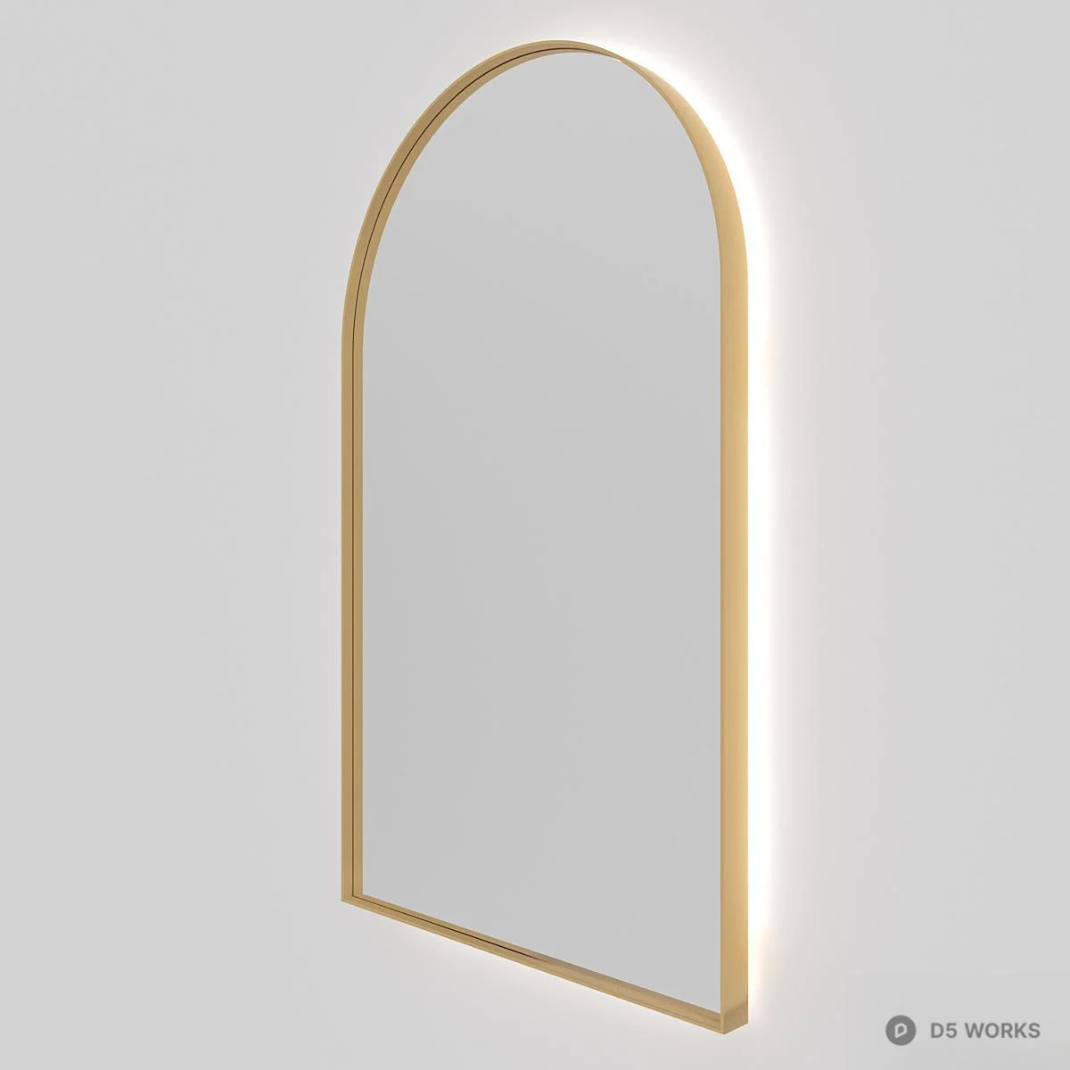 Arched Gold Frame Illuminated Mirror 3d model thumbnail 2