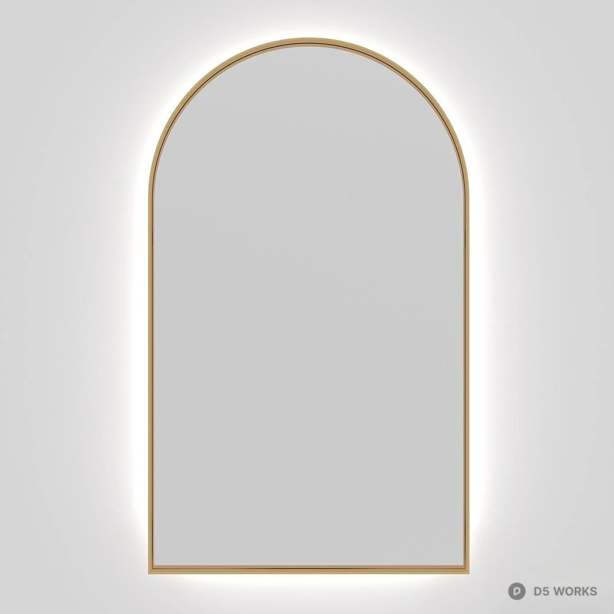 Arched Gold Frame Illuminated Mirror 3d model - Image 1