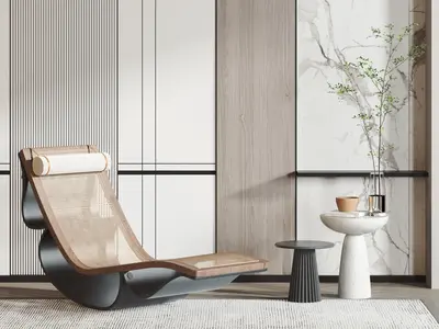 Modern Lounge Chair with Mesh Backrest 3d model
