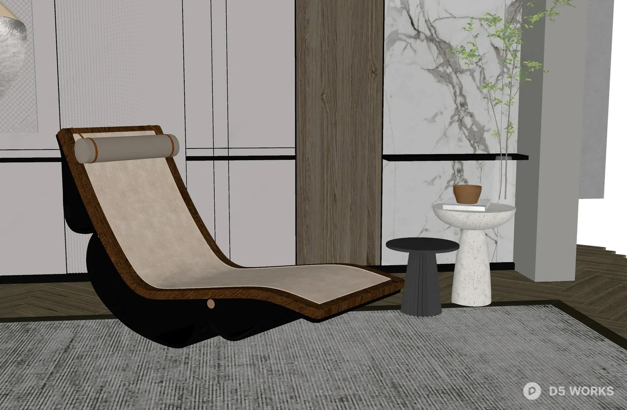 Modern Lounge Chair with Mesh Backrest 3d model thumbnail 2