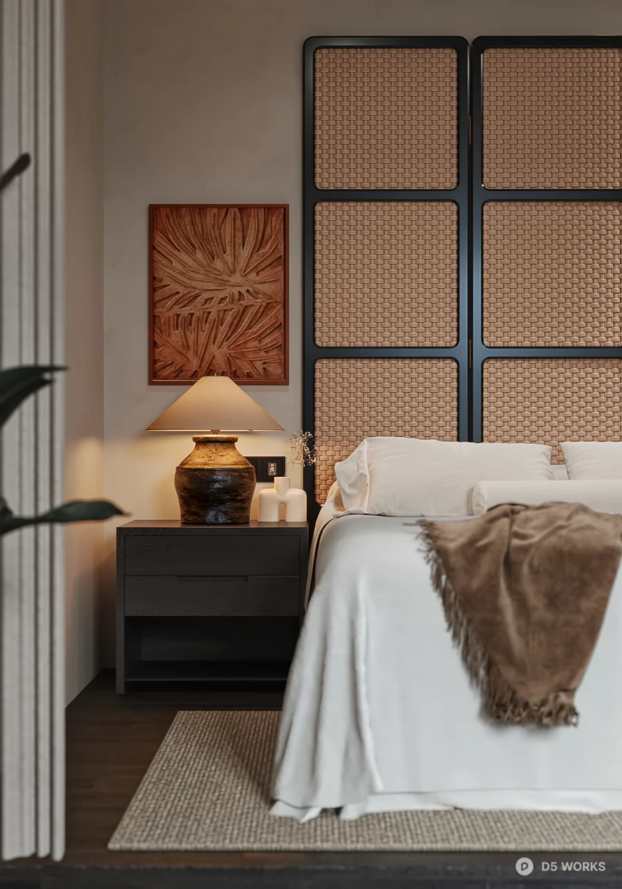 Modern Hotel Guest Room with Minimalist Design 3d model thumbnail 3