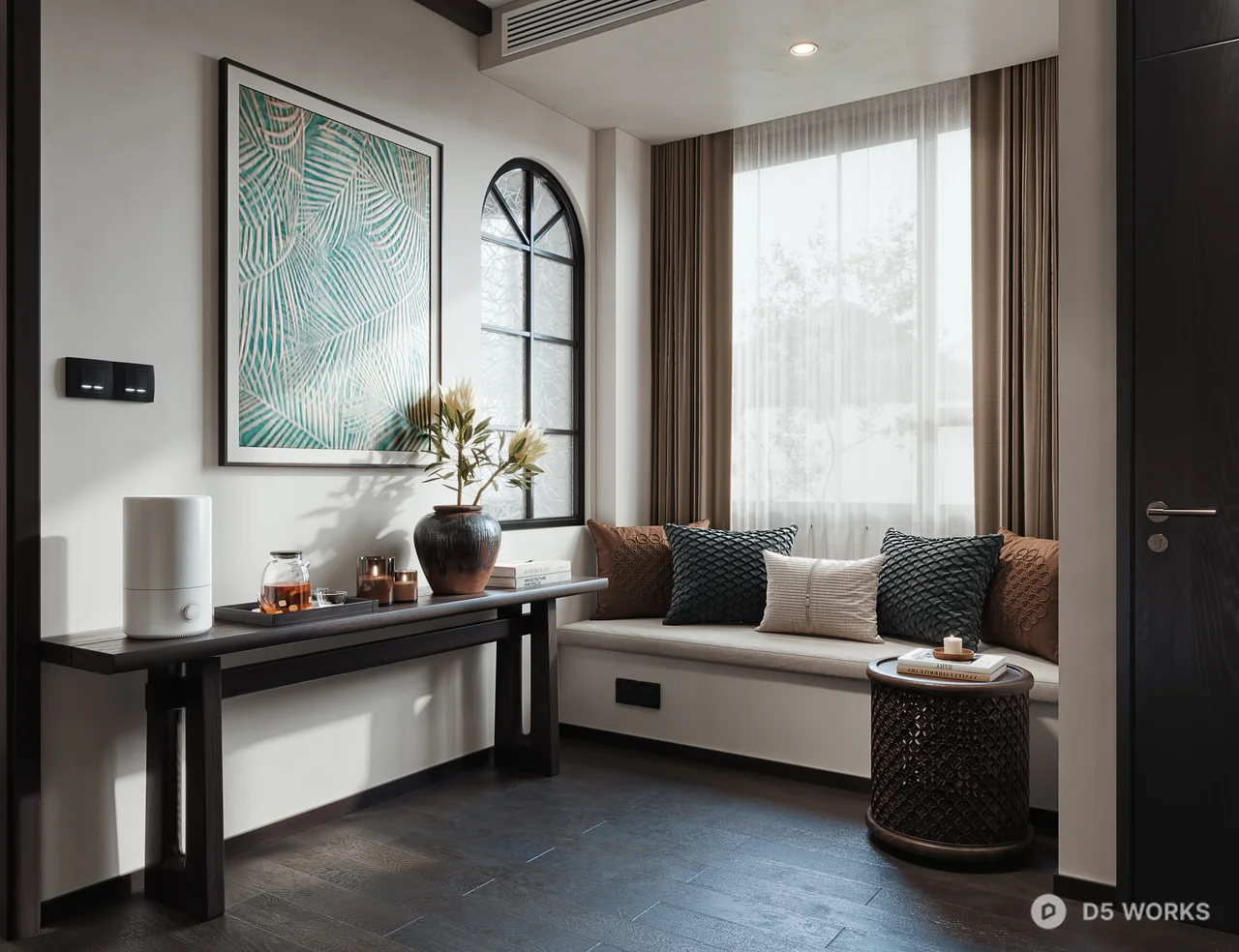 Modern Hotel Guest Room with Minimalist Design 3d model thumbnail 2