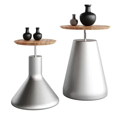 Minimalist Metal Base Side Table With Wooden Top 3d model