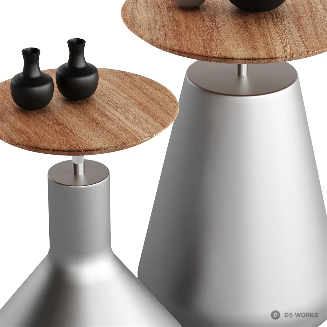 Minimalist Metal Base Side Table With Wooden Top 3d model thumbnail 3
