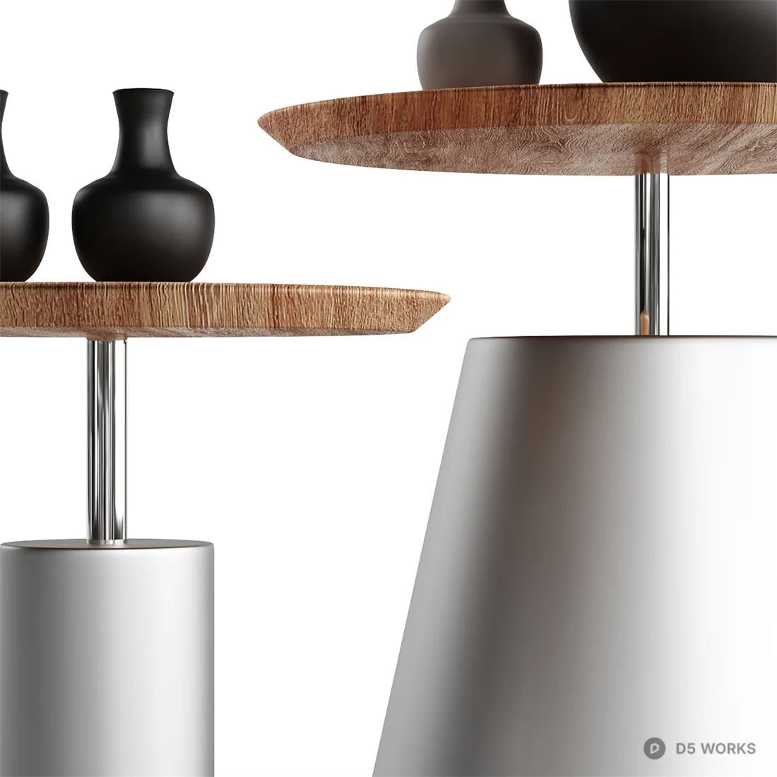 Minimalist Metal Base Side Table With Wooden Top 3d model thumbnail 2