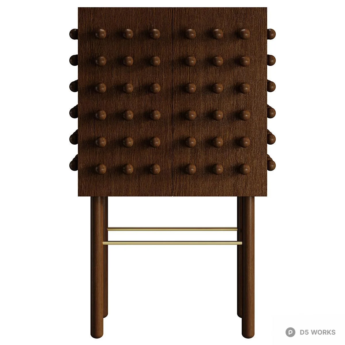 Wooden Knob Storage Cabinet 3d model - Image 1