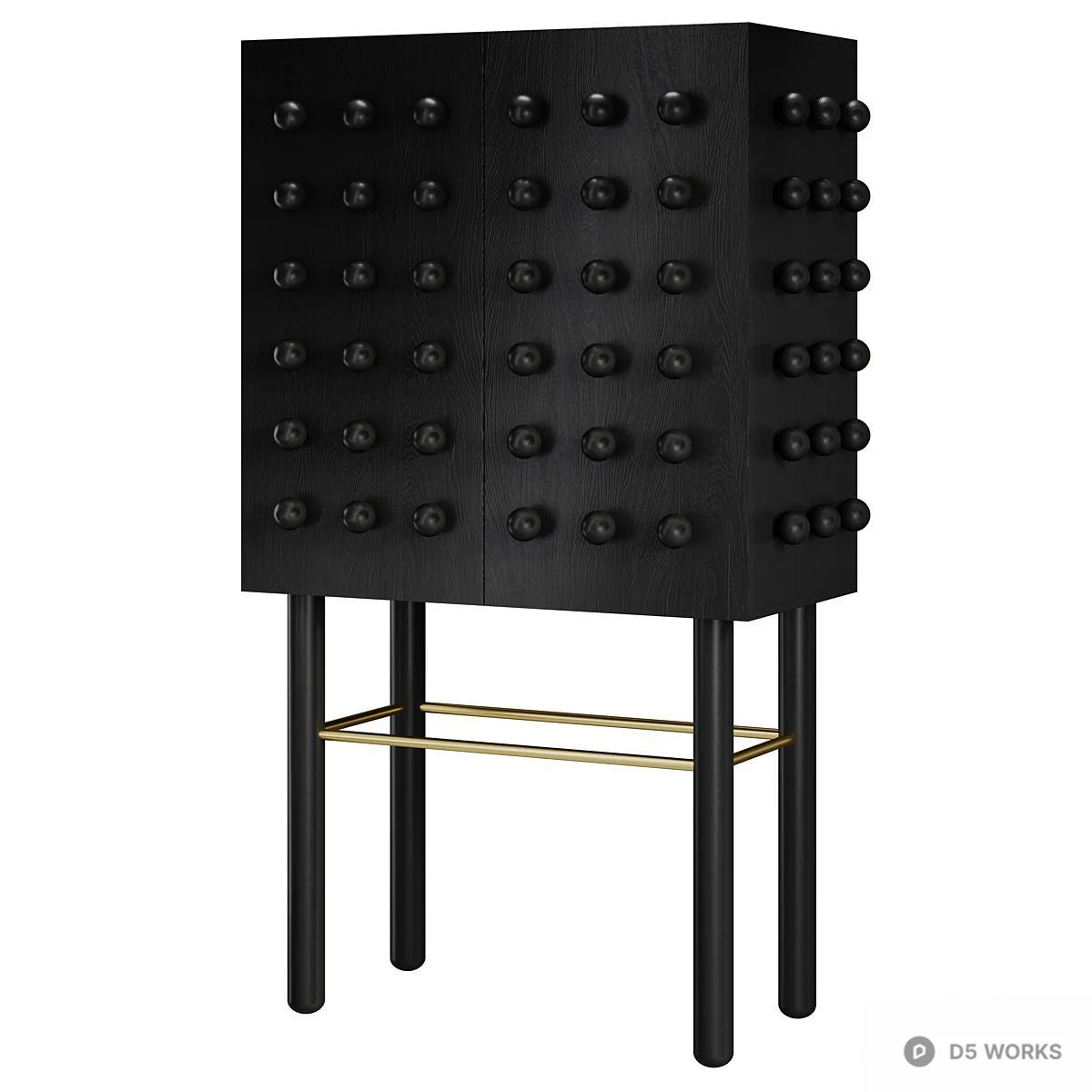 Wooden Knob Storage Cabinet 3d model thumbnail 3