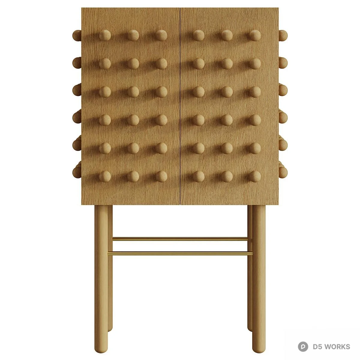 Wooden Knob Storage Cabinet 3d model thumbnail 2