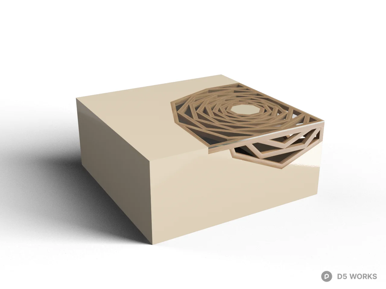 Spiral Inlay Side Table 3d model - Image 1
