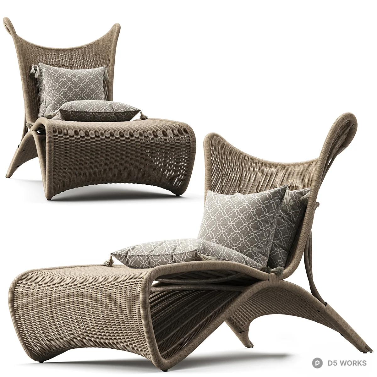Woven Rattan Lounge Chair 3d model - Image 1