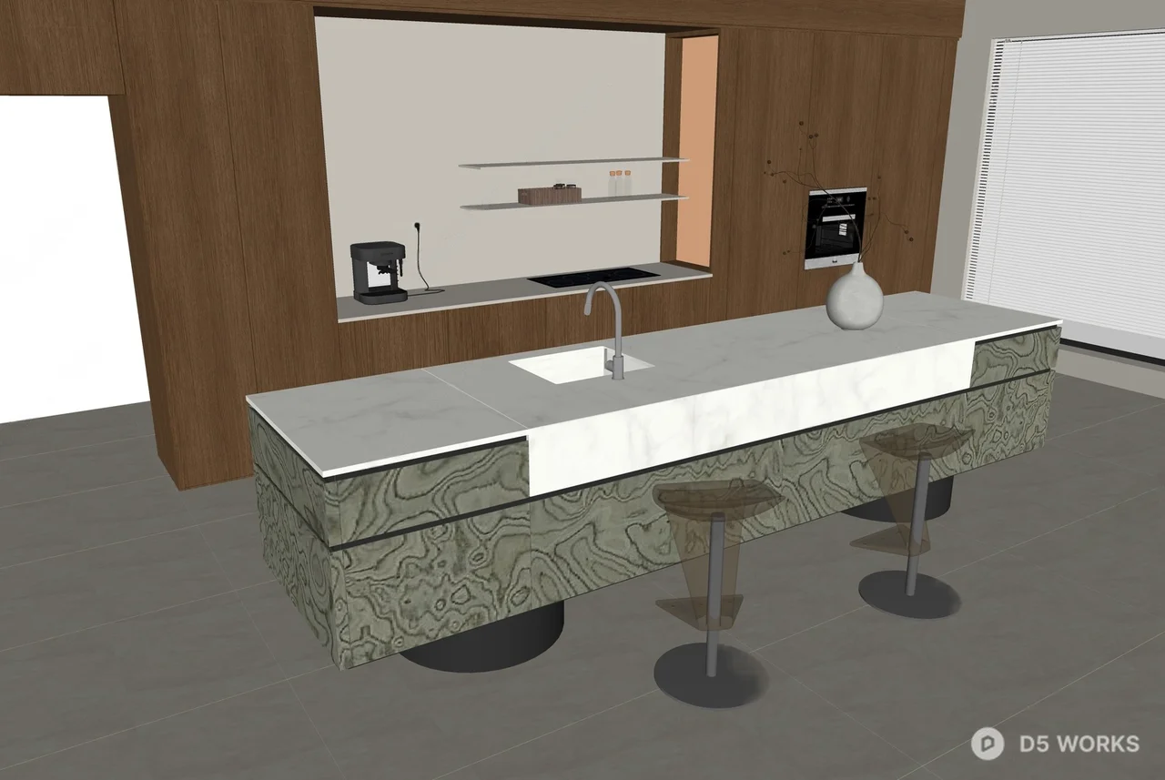 Marble Pattern Island Table 3d model thumbnail 2