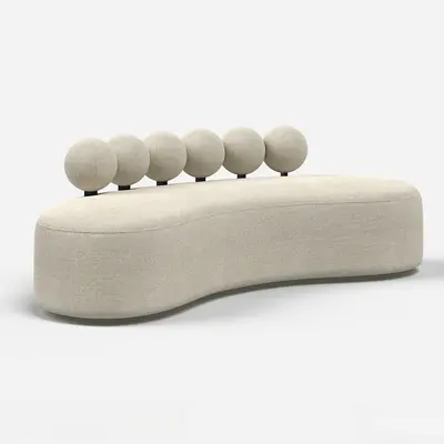 Organic Shape Upholstered Sofa With Spherical Backrests 3d model