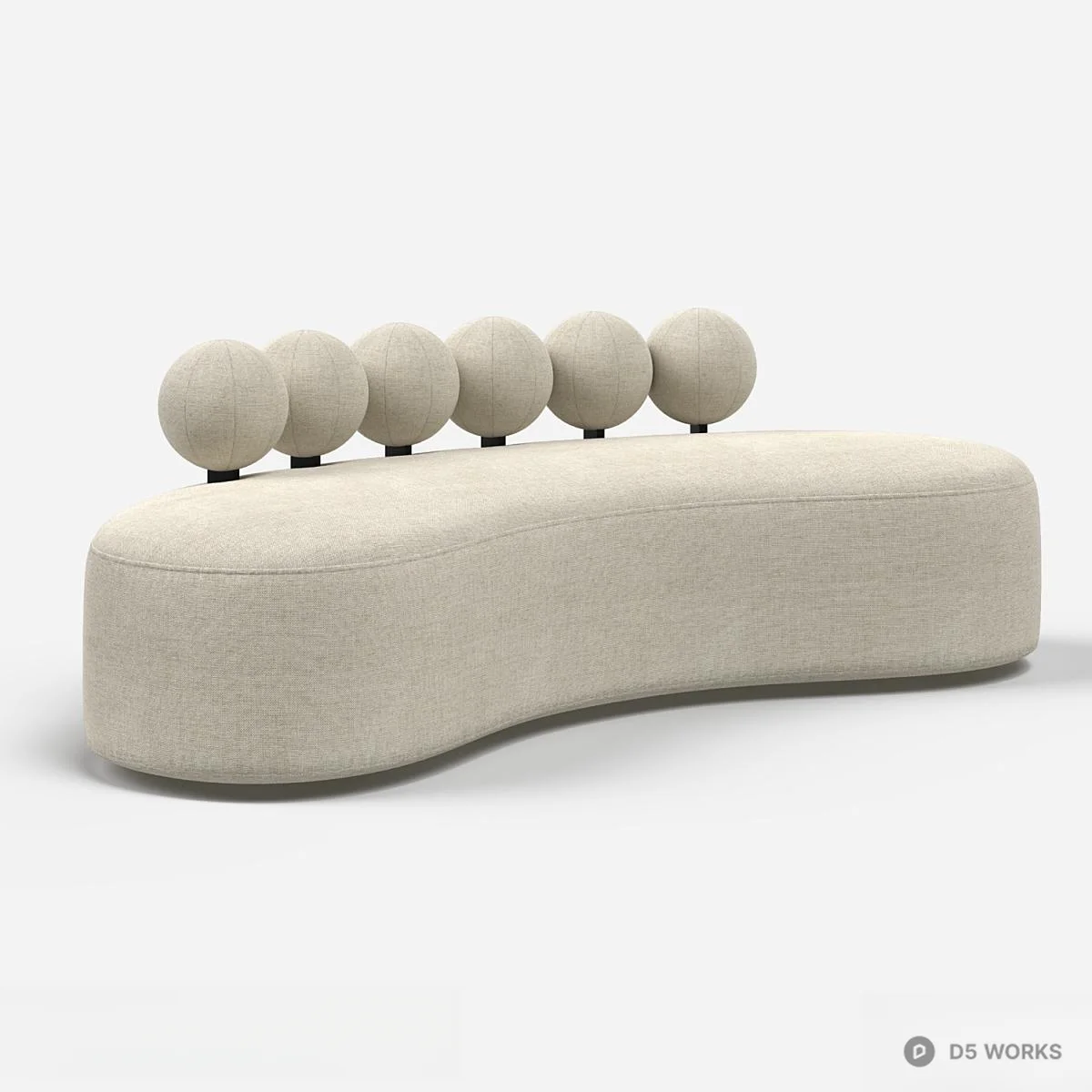 Organic Shape Upholstered Sofa With Spherical Backrests 3d model - Image 1