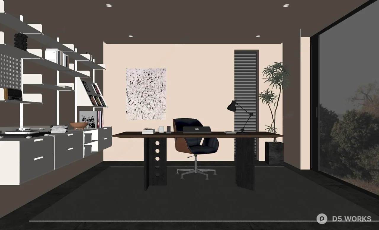 Minimalist Home Study With Large Window View 3d model thumbnail 2