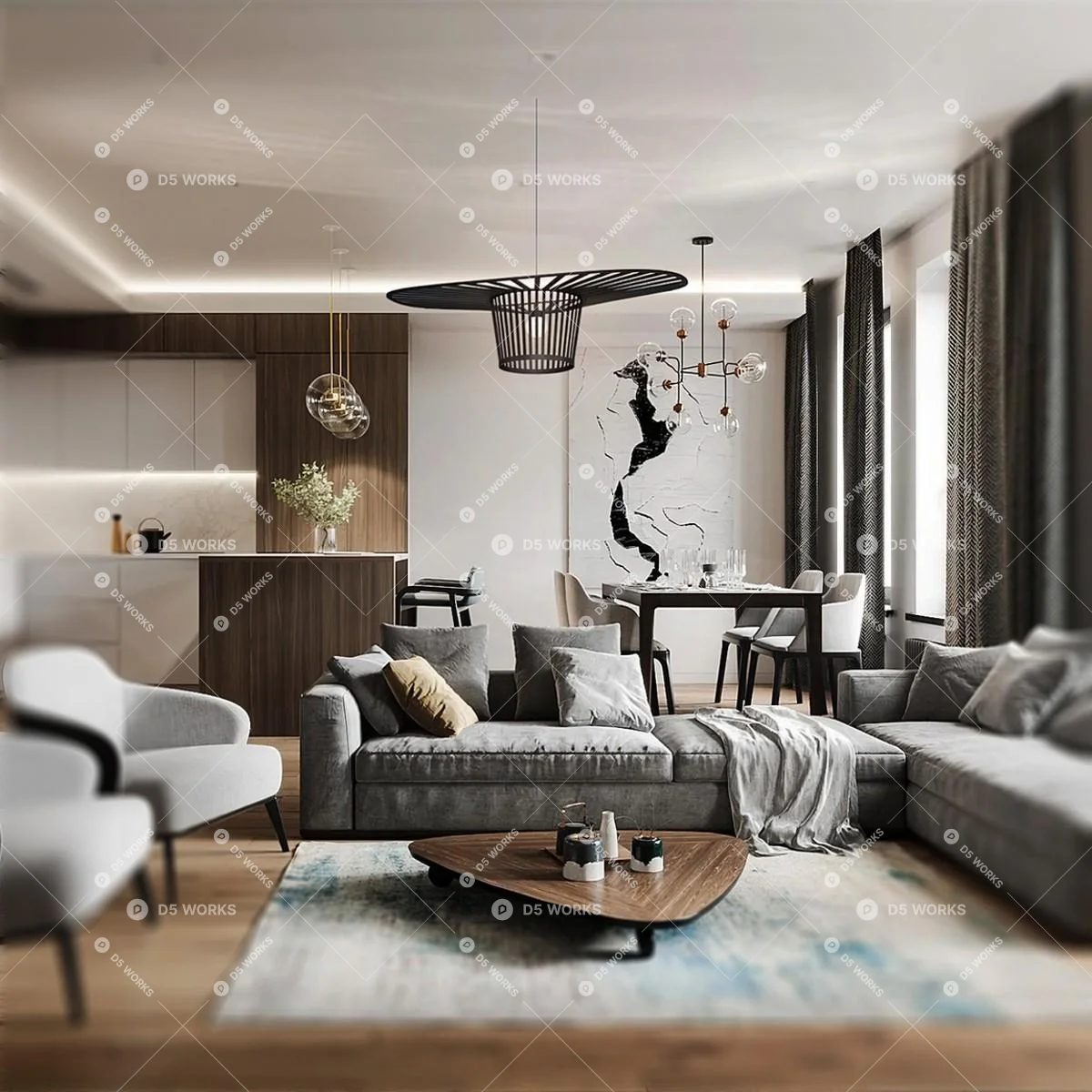 Modern Pendant Light 3d model thumbnail 3