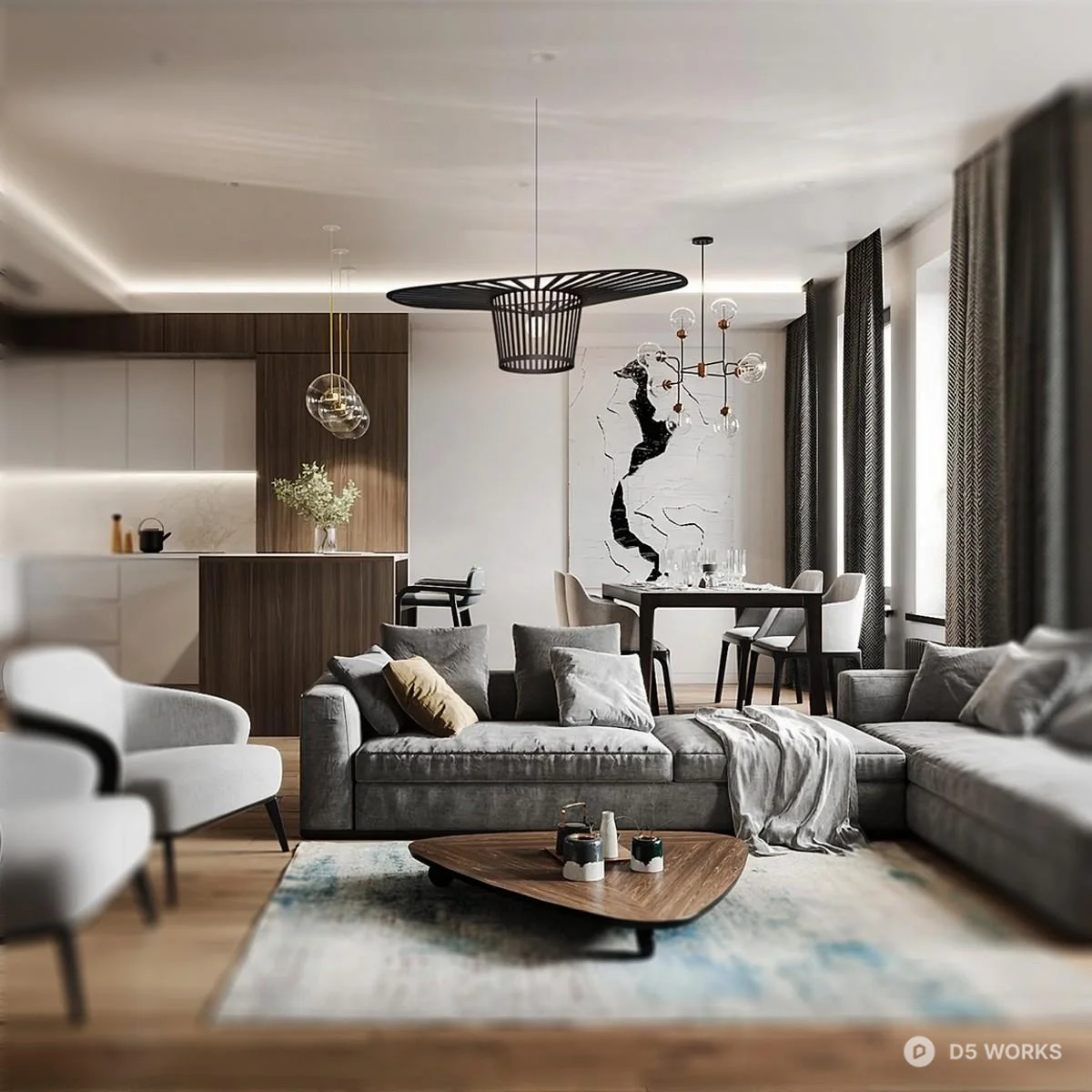 Spoke-Style Woven Pendant Lamp 3d model thumbnail 3