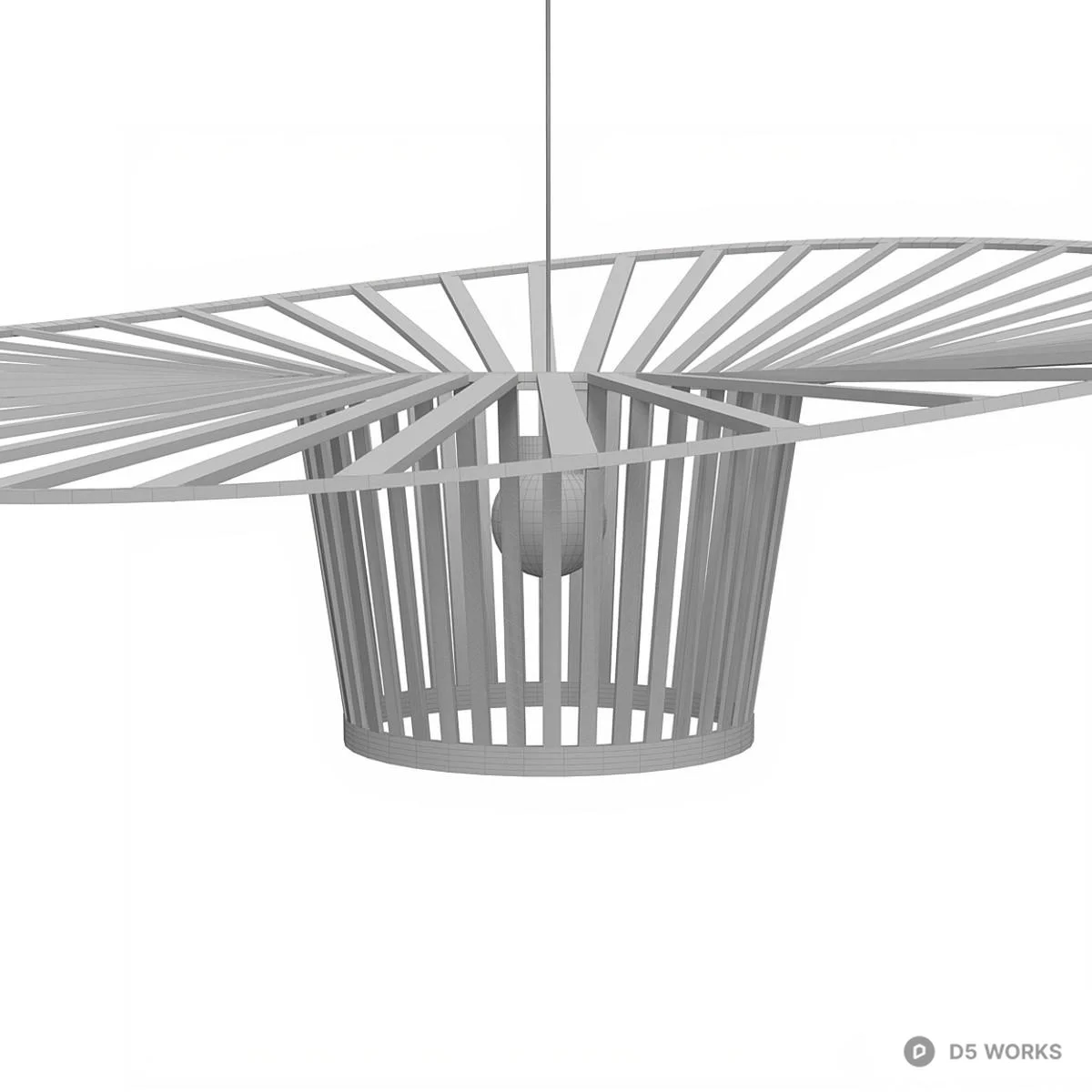 Spoke-Style Woven Pendant Lamp 3d model thumbnail 2