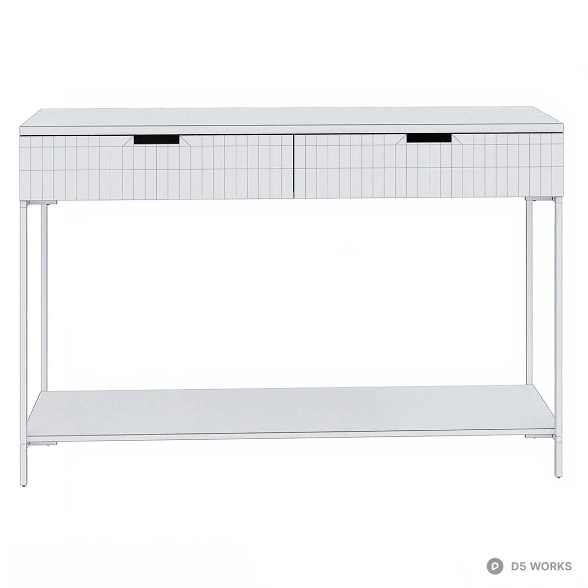 Minimalist Wood And Metal Console Table 3d model thumbnail 2