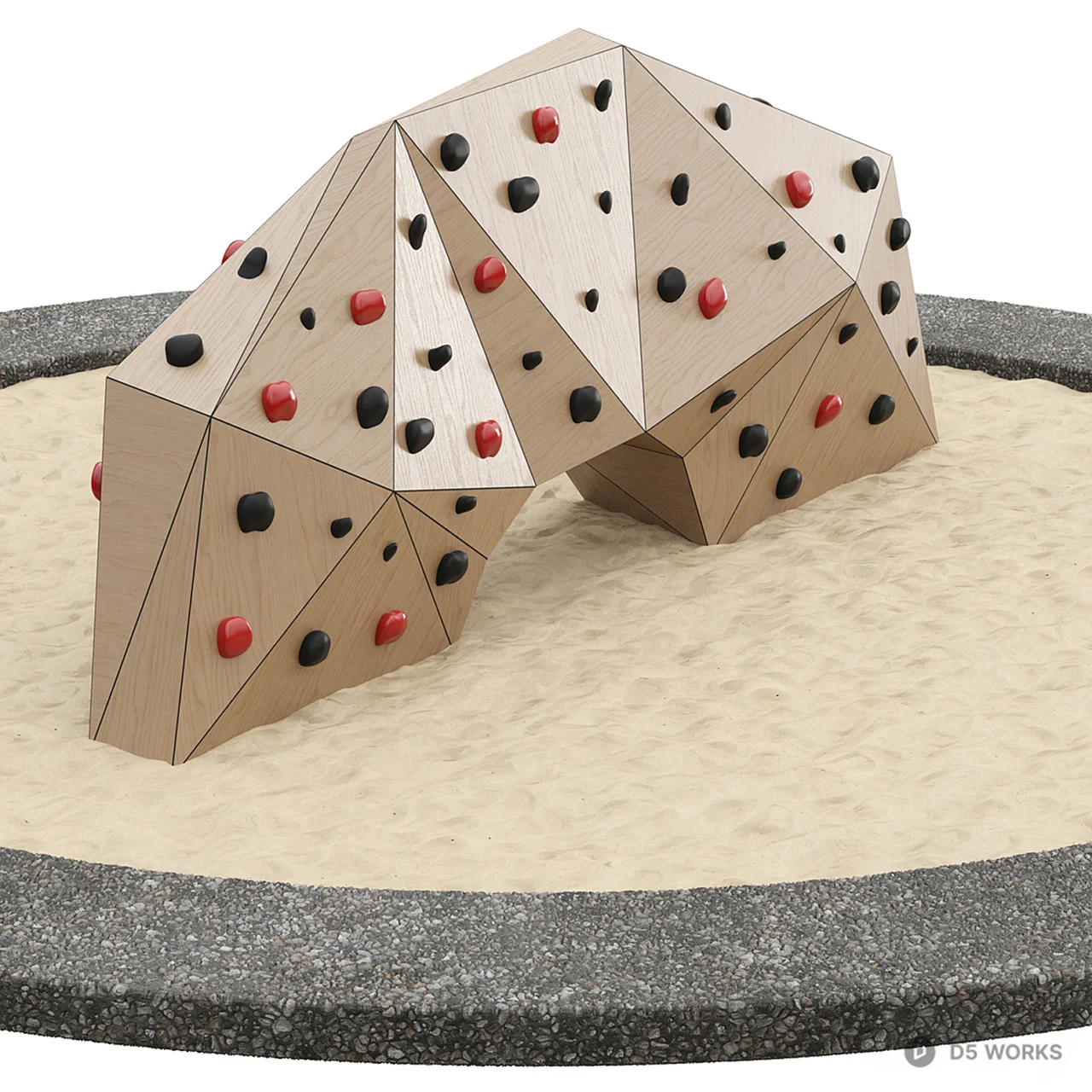 Geometric Wooden Climbing Wall 3d model thumbnail 2