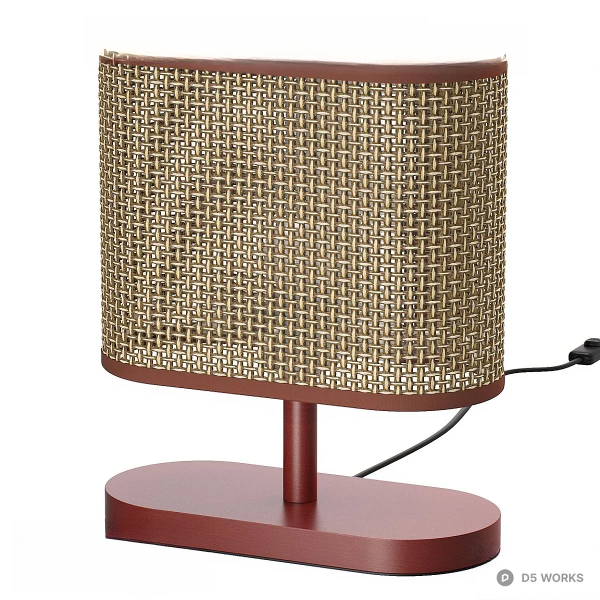 Woven Rattan Base Table Lamp 3d model thumbnail 3